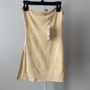 Tiger Mist sz XS Clem Top Cream Burnout Floral Strapless Tube Top Boho